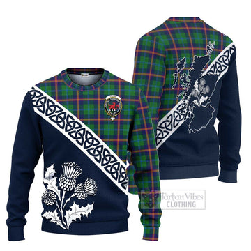 Tartan Vibes Clothing Young Tartan Knitted Sweater Featuring Thistle and Scotland Map