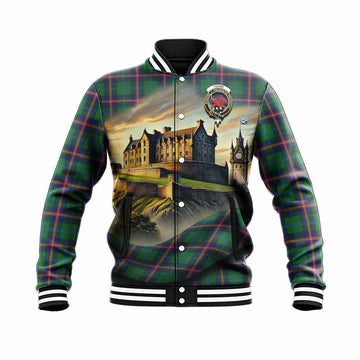 Young Tartan Family Crest Baseball Jacket with Scottish Ancient Castle Style
