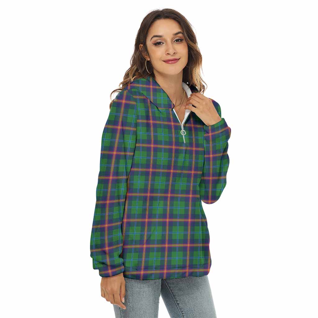 Tartan Vibes Clothing Young Tartan Women's Borg  Half Zip Fleece Hoodie