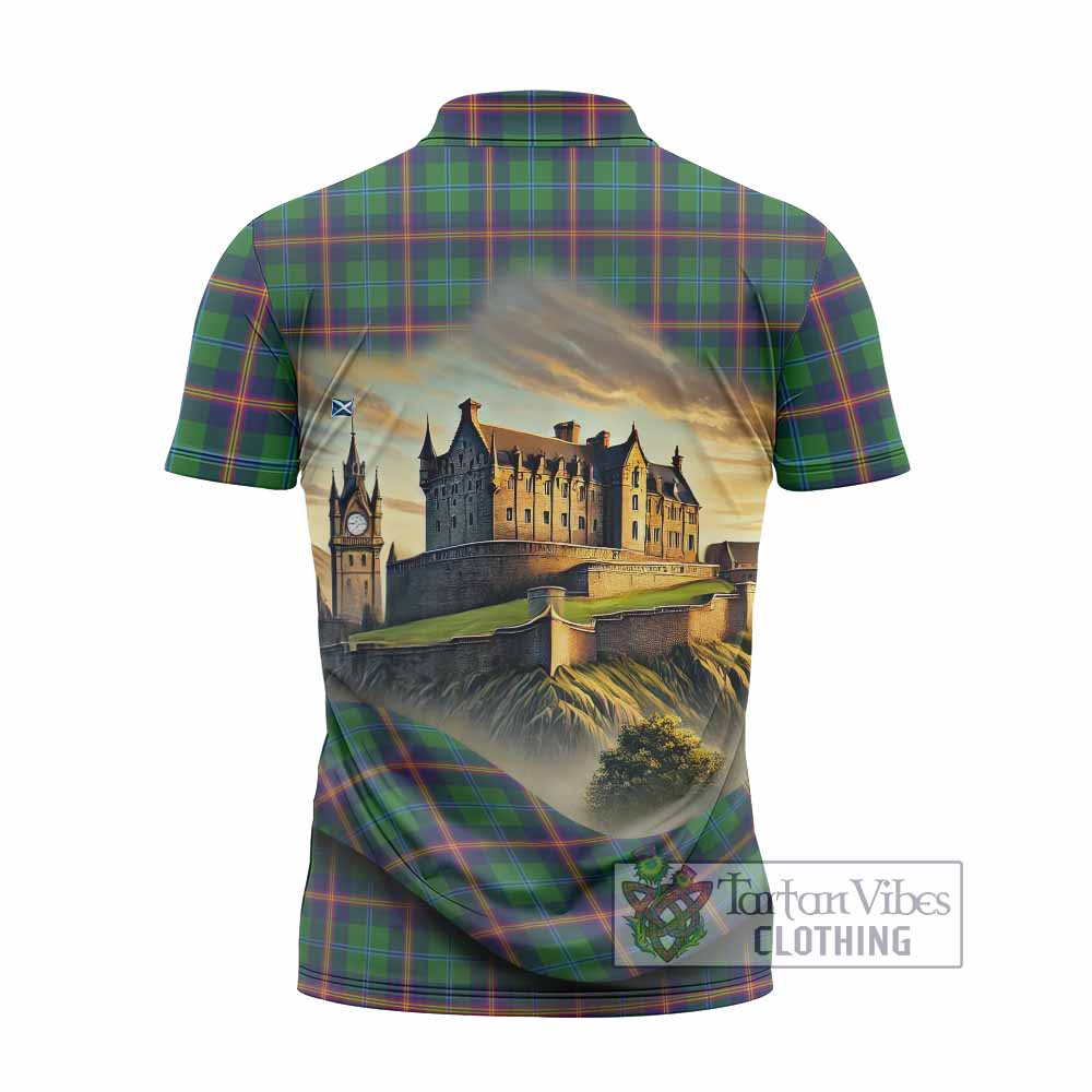 Tartan Vibes Clothing Young Tartan Family Crest Zipper Polo Shirt with Scottish Ancient Castle Stype