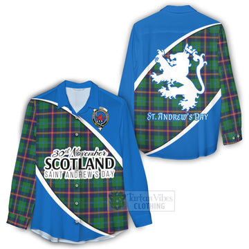 Tartan Vibes Clothing Young Family Crest Tartan Women's Casual Shirt Celebrate Saint Andrew's Day in Style