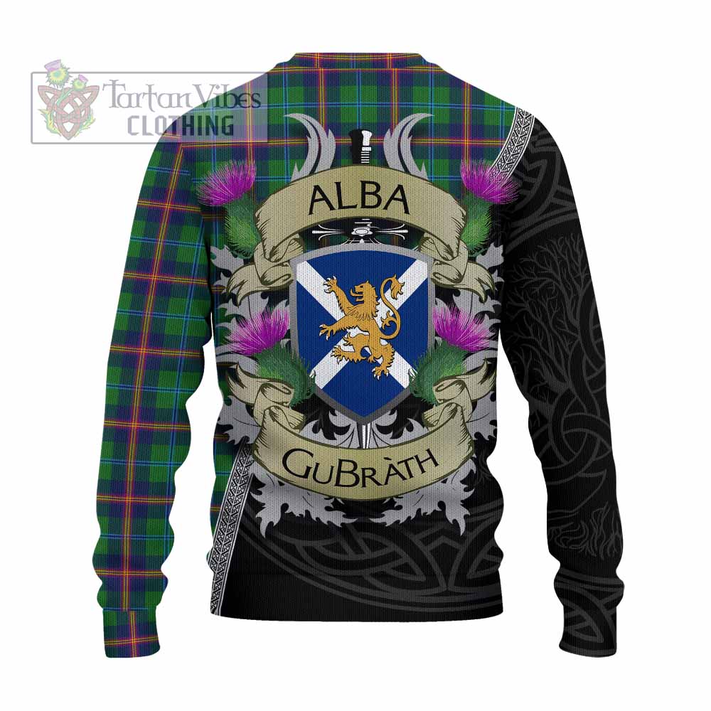Tartan Vibes Clothing Young Tartan Family Crest Knitted Sweater Lion Rampant Royal Thistle Shield Celtic Inspired