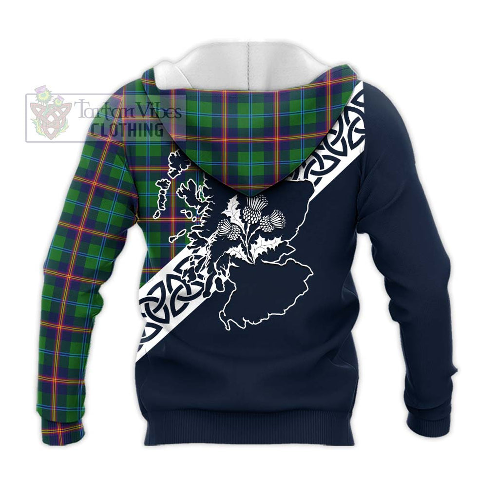 Tartan Vibes Clothing Young Tartan Knitted Hoodie Featuring Thistle and Scotland Map