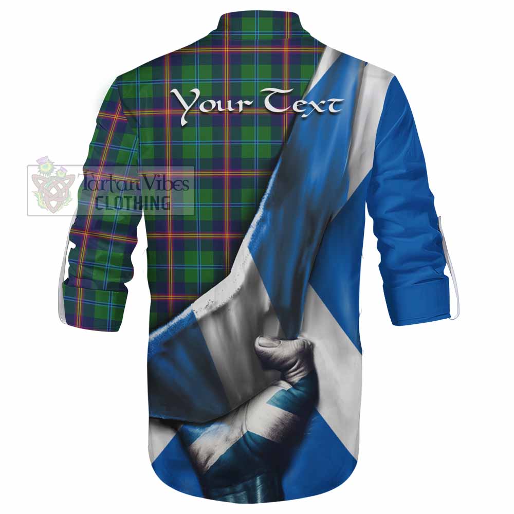Tartan Vibes Clothing Young Tartan Ghillie Kilt Shirt with Family Crest Scotland Patriotic Style