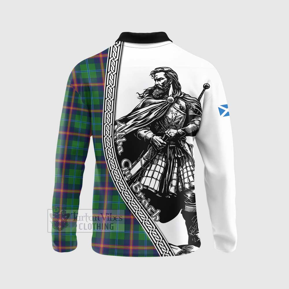 Tartan Vibes Clothing Young Tartan Clan Crest Long Sleeve Polo Shirt with Highlander Warrior Celtic Style