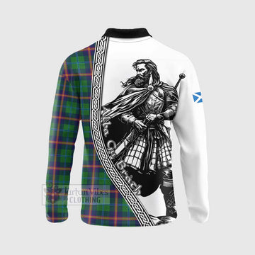 Tartan Vibes Clothing Young Tartan Clan Crest Long Sleeve Polo Shirt with Highlander Warrior Celtic Style