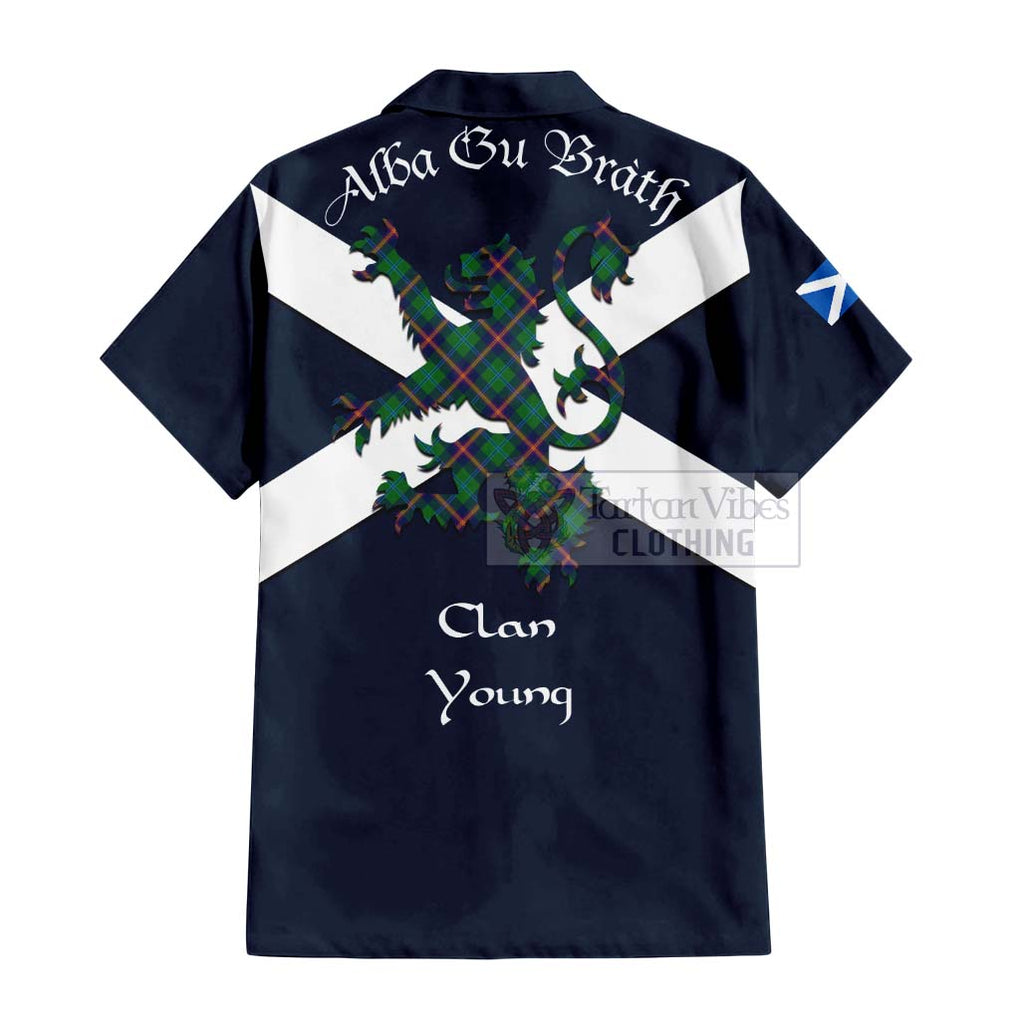 Tartan Vibes Clothing Young Tartan Lion Rampant Short Sleeve Button Shirt – Proudly Display Your Heritage with Alba Gu Brath and Clan Name