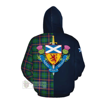 Tartan Vibes Clothing Young Tartan Cotton Hoodie Alba with Scottish Lion Royal Arm Half Style
