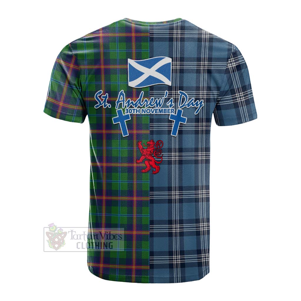 Tartan Vibes Clothing Young Tartan Cotton T-shirt Happy St. Andrew's Day Half Tartan Style