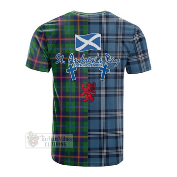 Tartan Vibes Clothing Young Tartan Cotton T-shirt Happy St. Andrew's Day Half Tartan Style