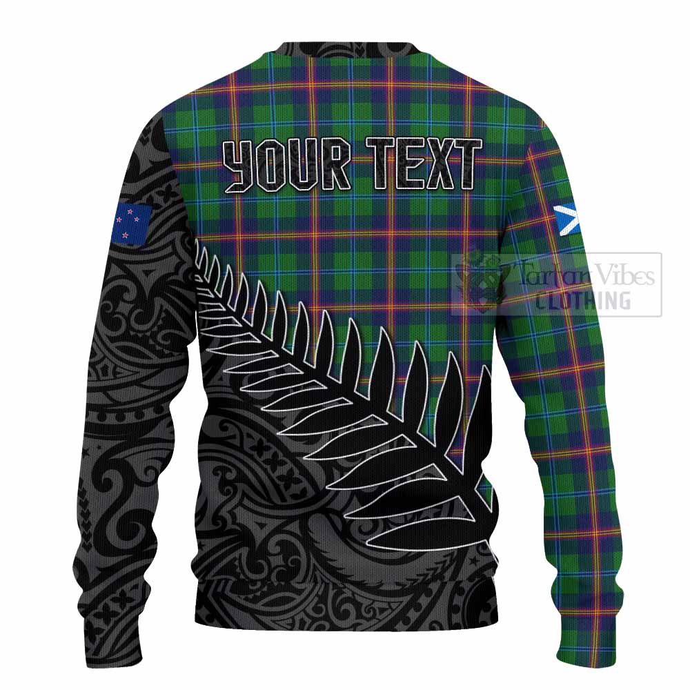 Tartan Vibes Clothing Young Crest Tartan Knitted Sweater with New Zealand Silver Fern Half Style