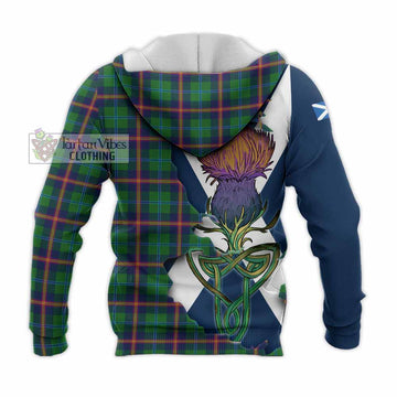 Tartan Vibes Clothing Young Tartan Family Crest Knitted Hoodie Scottish Thistle Celtic Inspired