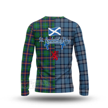Tartan Vibes Clothing Young Tartan Long Sleeve T-Shirt Happy St. Andrew's Day Half Tartan Style