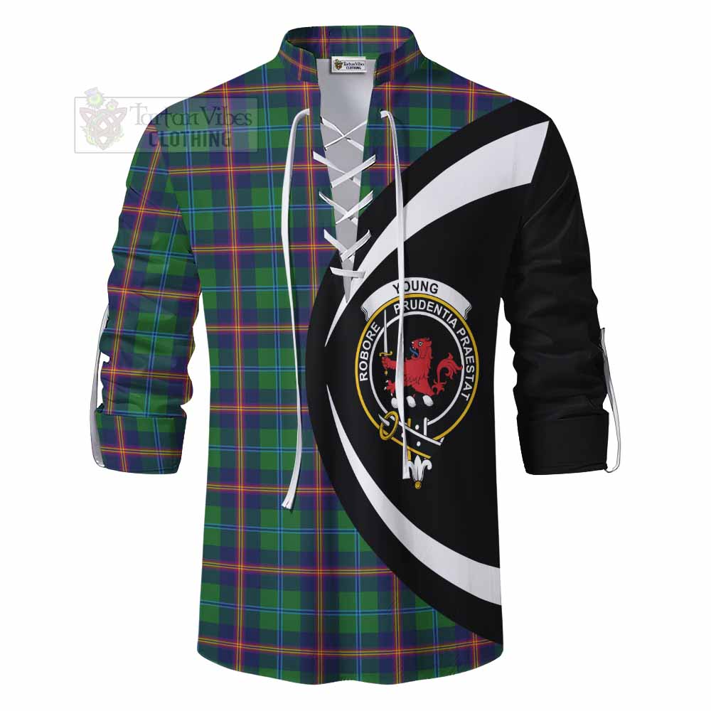 Tartan Vibes Clothing Young Tartan Ghillie Kilt Shirt with Family Crest Circle Style