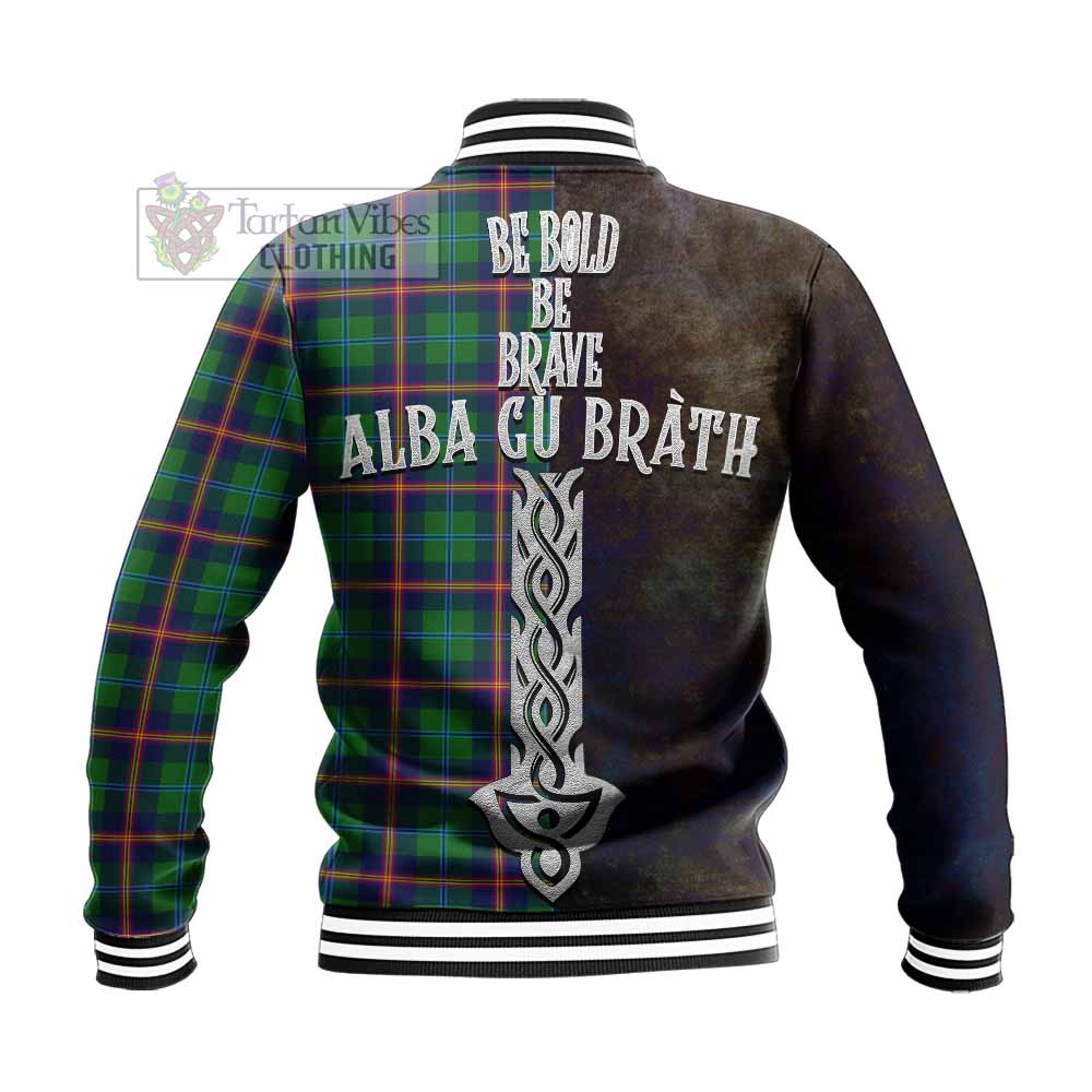 Tartan Vibes Clothing Young Tartan Family Crest Baseball Jacket Alba Gu Brath Be Brave Lion Ancient Style