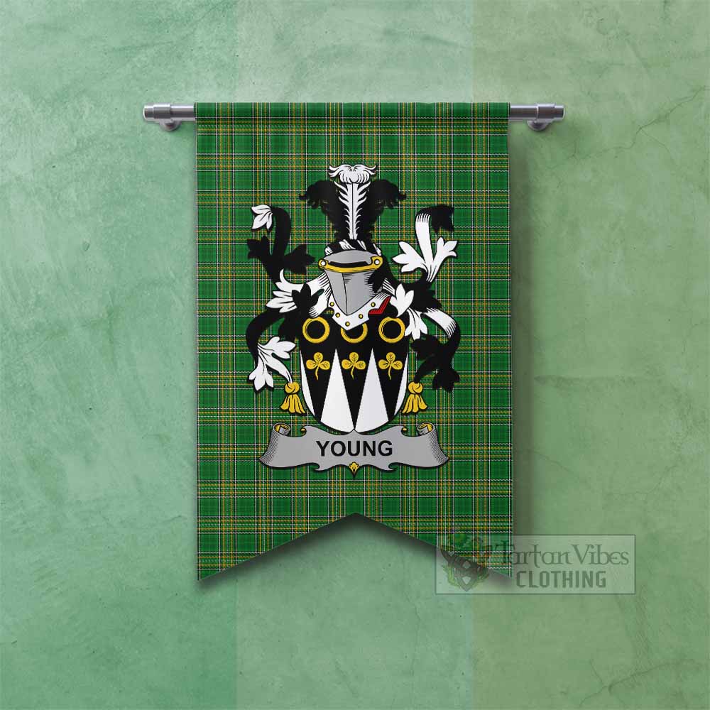 Tartan Vibes Clothing Young Irish Clan Tartan Gonfalon, Tartan Banner with Coat of Arms