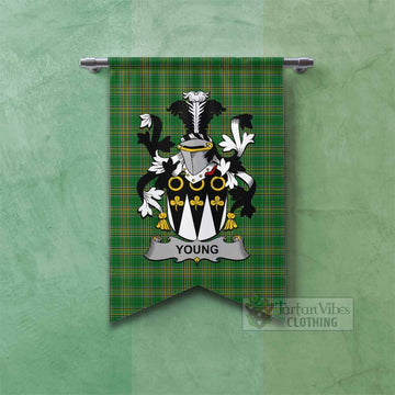 Young Irish Clan Tartan Gonfalon, Tartan Banner with Coat of Arms