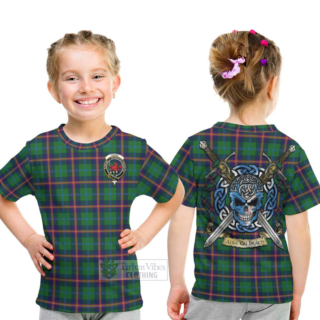 Tartan Vibes Clothing Young Tartan Kid T-Shirt with Family Crest Celtic Skull Style