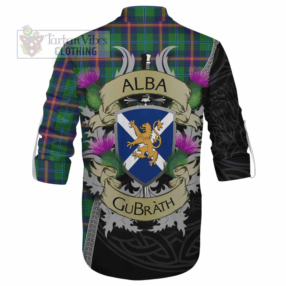 Tartan Vibes Clothing Young Tartan Family Crest Ghillie Kilt Shirt Lion Rampant Royal Thistle Shield Celtic Inspired