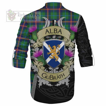 Young Tartan Family Crest Ghillie Kilt Shirt Lion Rampant Royal Thistle Shield Celtic Inspired