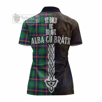 Young Tartan Family Crest Women's Polo Shirt Alba Gu Brath Be Brave Lion Ancient Style