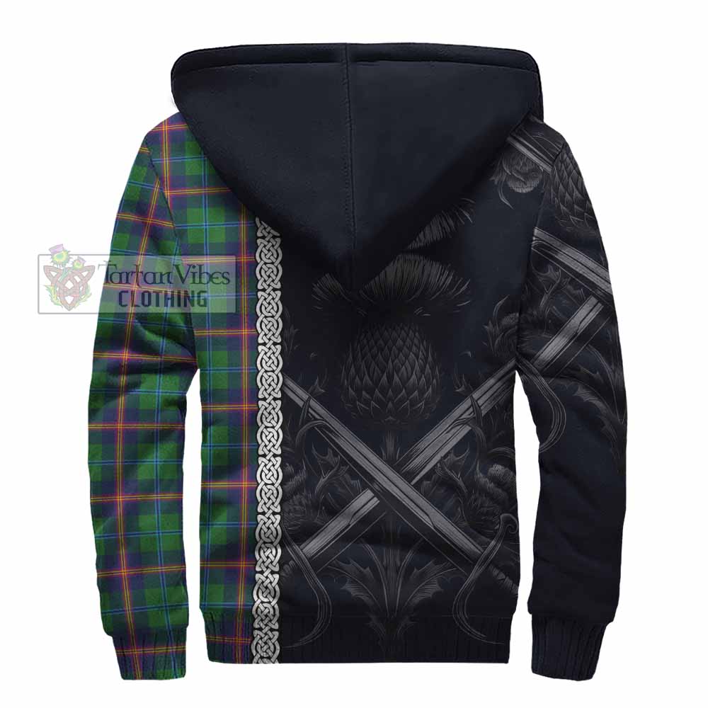 Tartan Vibes Clothing Young Tartan Sherpa Hoodie with Family Crest Cross Sword Thistle Celtic Vibes