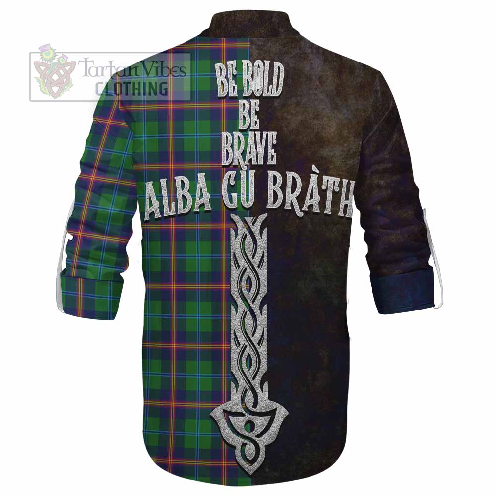 Tartan Vibes Clothing Young Tartan Family Crest Ghillie Kilt Shirt Alba Gu Brath Be Brave Lion Ancient Style