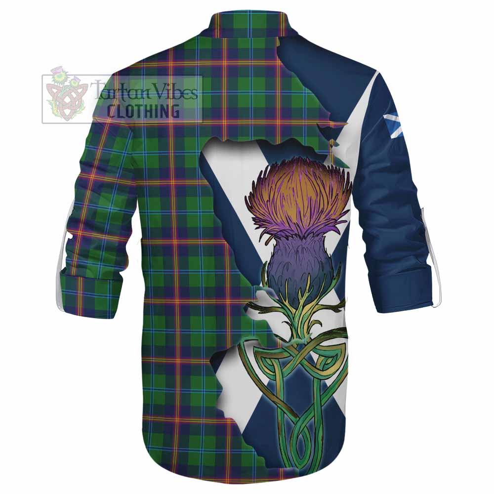 Tartan Vibes Clothing Young Tartan Family Crest Ghillie Kilt Shirt Scottish Thistle Celtic Inspired