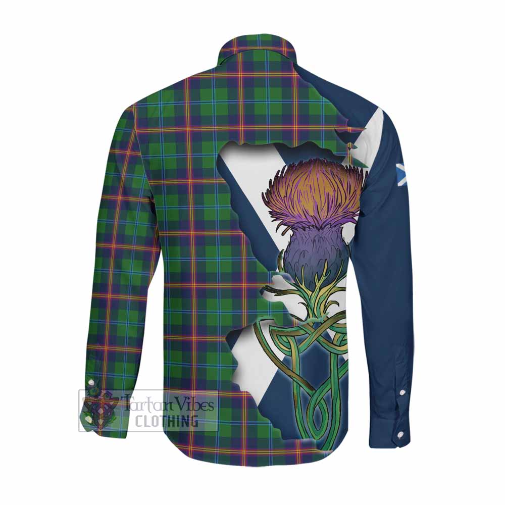 Tartan Vibes Clothing Young Tartan Family Crest Long Sleeve Button Shirt Scottish Thistle Celtic Inspired