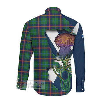 Young Tartan Family Crest Long Sleeve Button Shirt Scottish Thistle Celtic Inspired