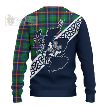 Tartan Vibes Clothing Young Tartan Knitted Sweater Featuring Thistle and Scotland Map