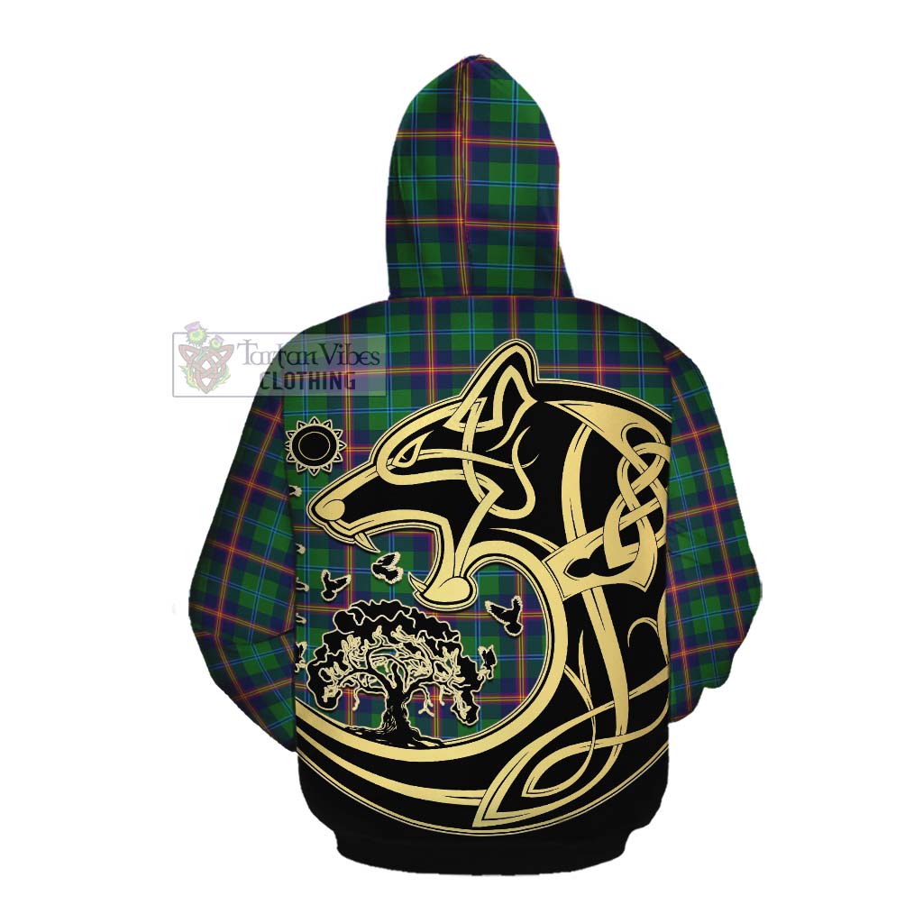 Tartan Vibes Clothing Young Tartan Cotton Hoodie with Family Crest Celtic Wolf Style