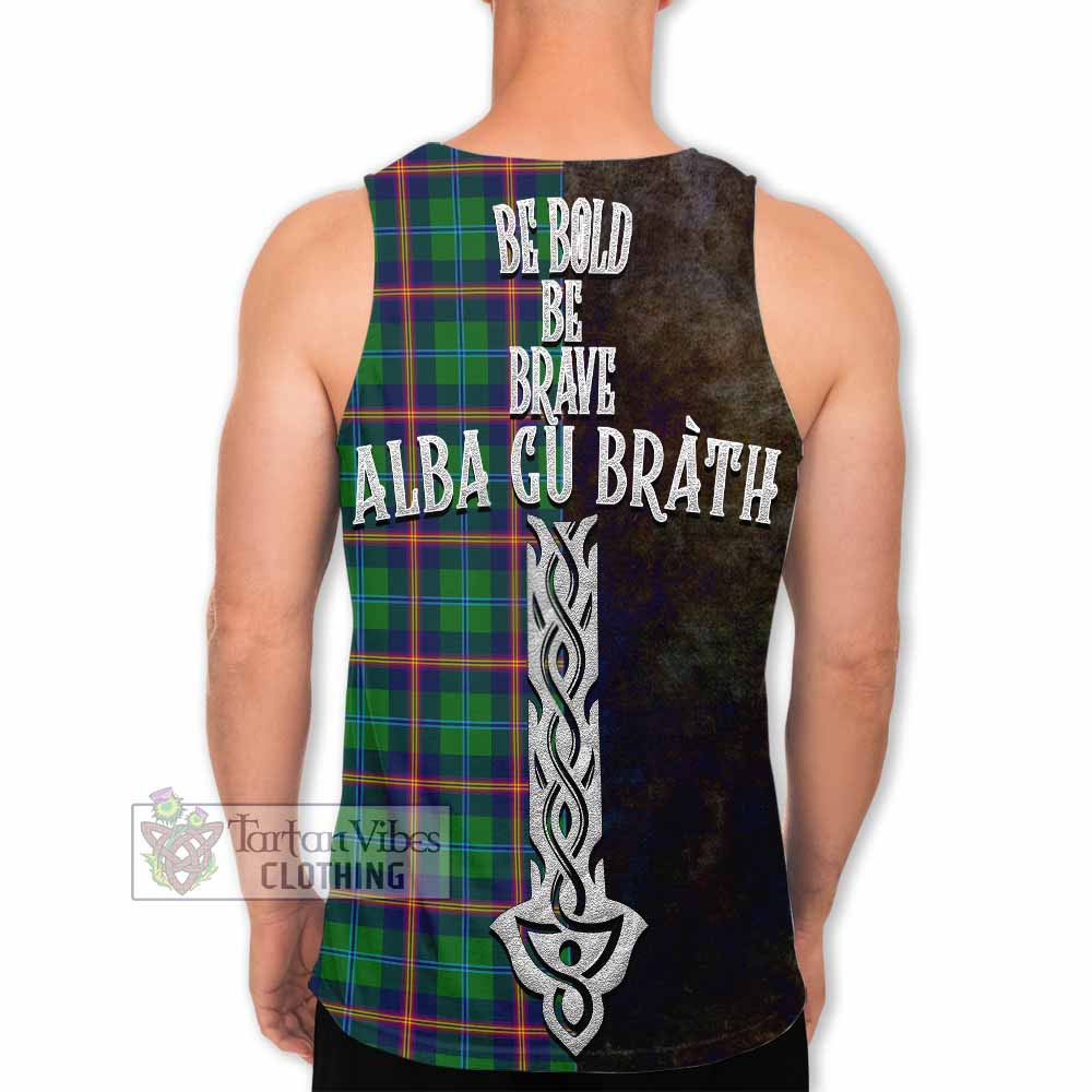 Tartan Vibes Clothing Young Tartan Family Crest Men's Tank Top Alba Gu Brath Be Brave Lion Ancient Style