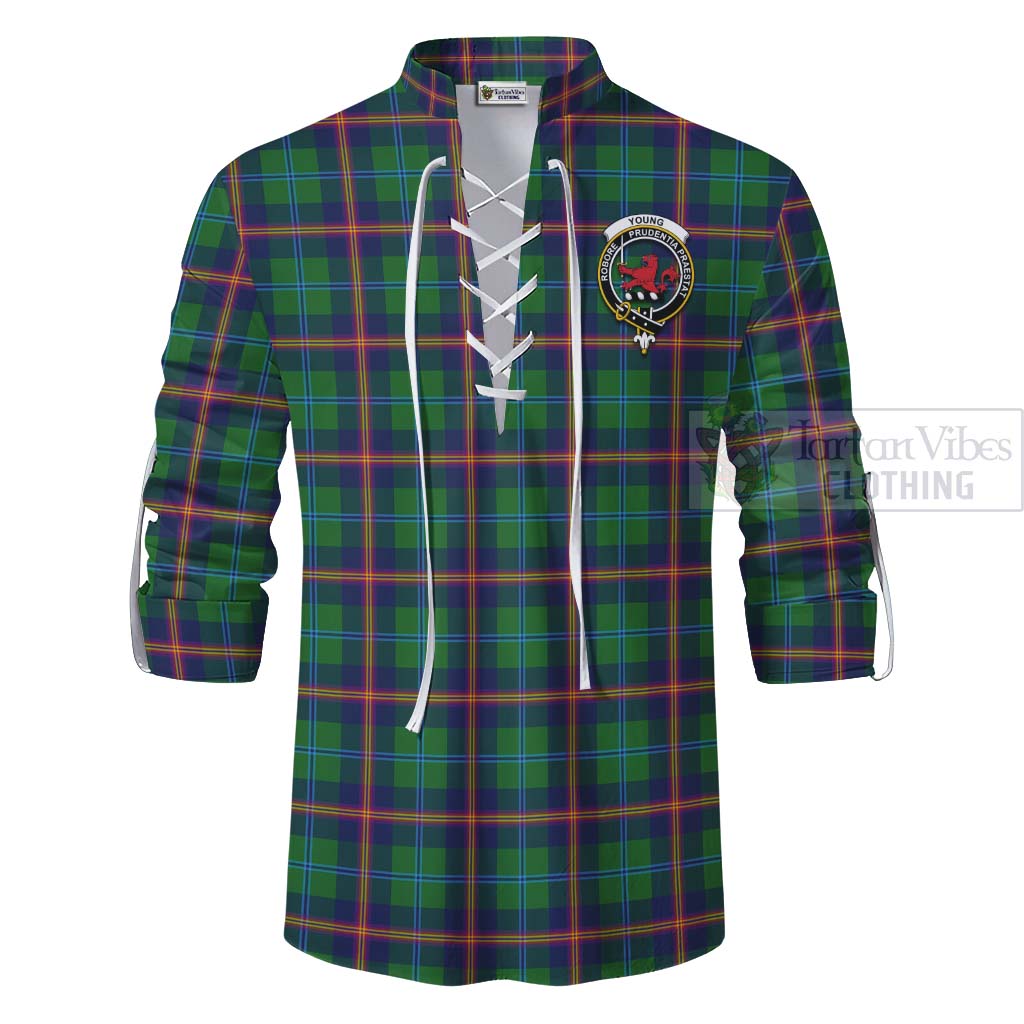 Tartan Vibes Clothing Young Tartan Ghillie Kilt Shirt with Family Crest Celtic Skull Style