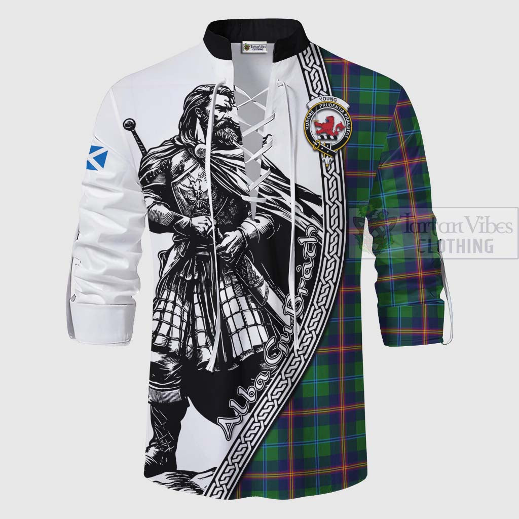 Tartan Vibes Clothing Young Tartan Clan Crest Ghillie Kilt Shirt with Highlander Warrior Celtic Style