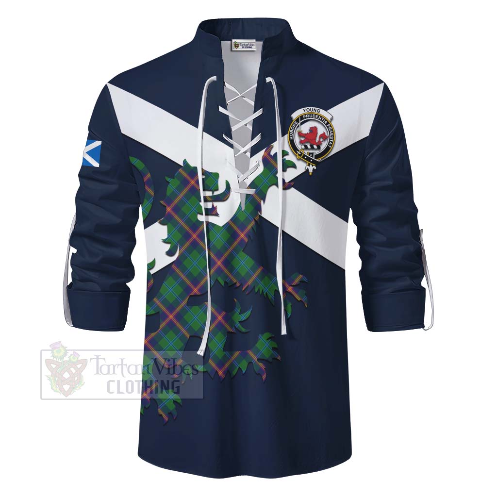 Tartan Vibes Clothing Young Tartan Lion Rampant Ghillie Kilt Shirt Proudly Display Your Heritage with Alba Gu Brath and Clan Name