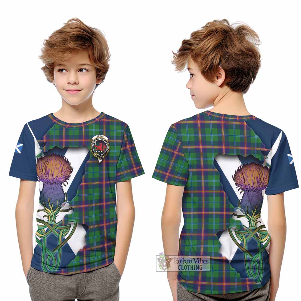 Tartan Vibes Clothing Young Tartan Family Crest Kid T-Shirt Scottish Thistle Celtic Inspired