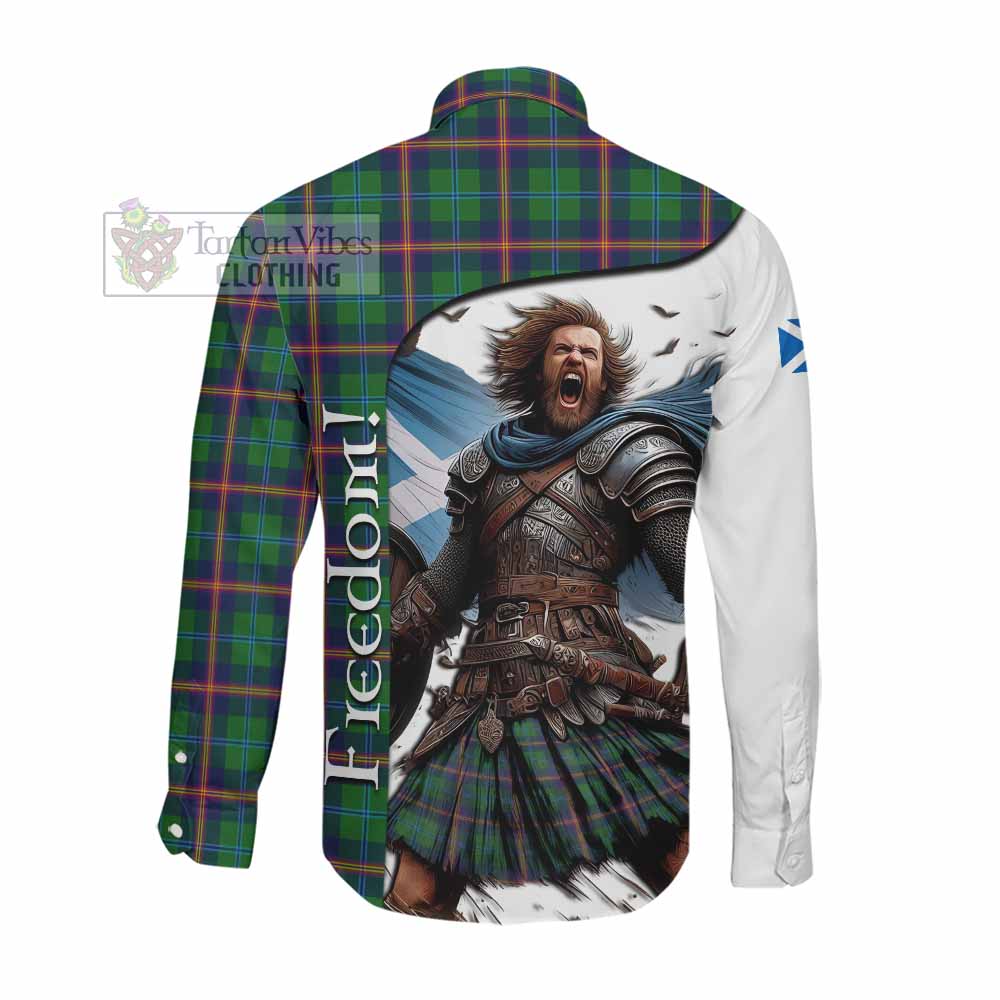 Tartan Vibes Clothing Young Crest Tartan Long Sleeve Button Shirt Inspired by the Freedom of Scottish Warrior