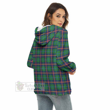 Young Tartan Women's Borg Fleece Hoodie with Half Zip with Family Crest