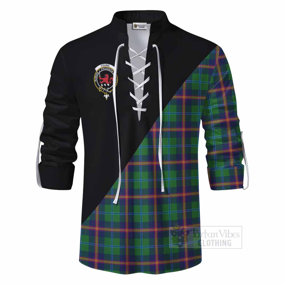 Tartan Vibes Clothing Young Tartan Ghillie Kilt Shirt with Family Crest and Military Logo Style