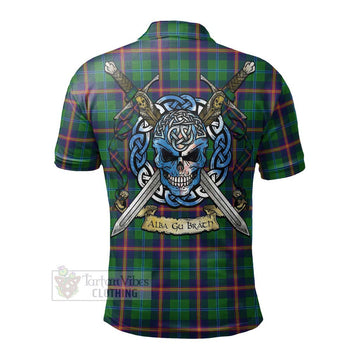 Young Tartan Polo Shirt with Family Crest Celtic Skull Style