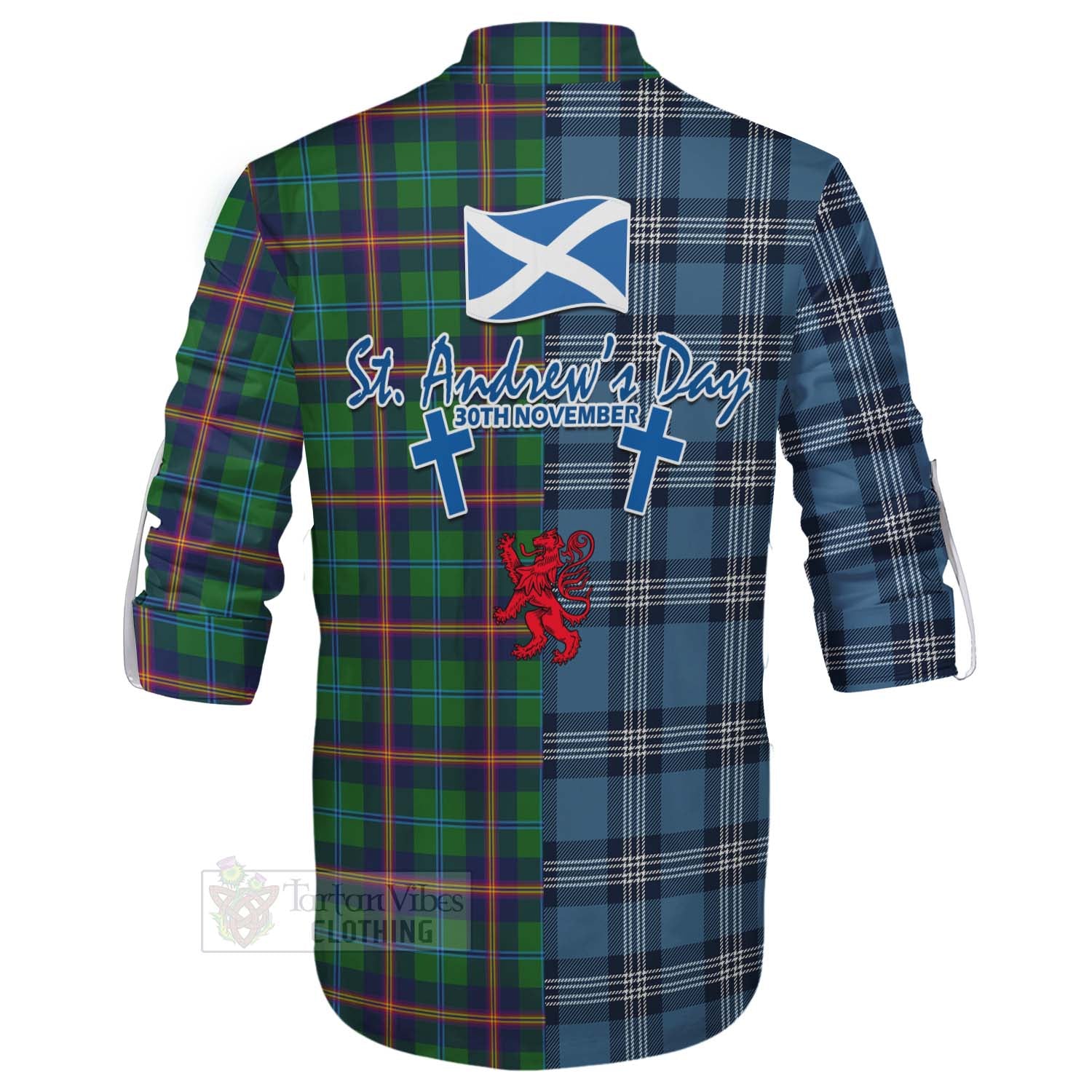 Tartan Vibes Clothing Young Tartan Ghillie Kilt Shirt Happy St. Andrew's Day Half Tartan Style