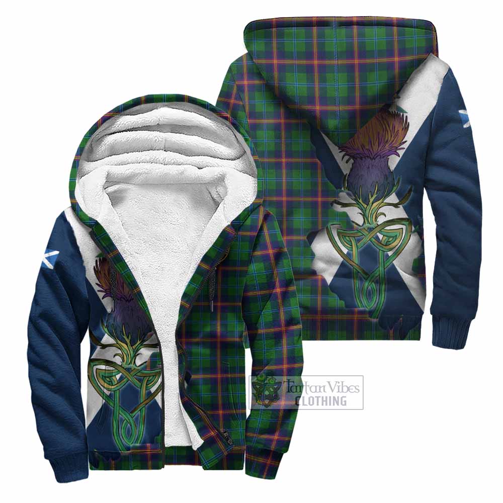 Tartan Vibes Clothing Young Tartan Family Crest Sherpa Hoodie Scottish Thistle Celtic Inspired