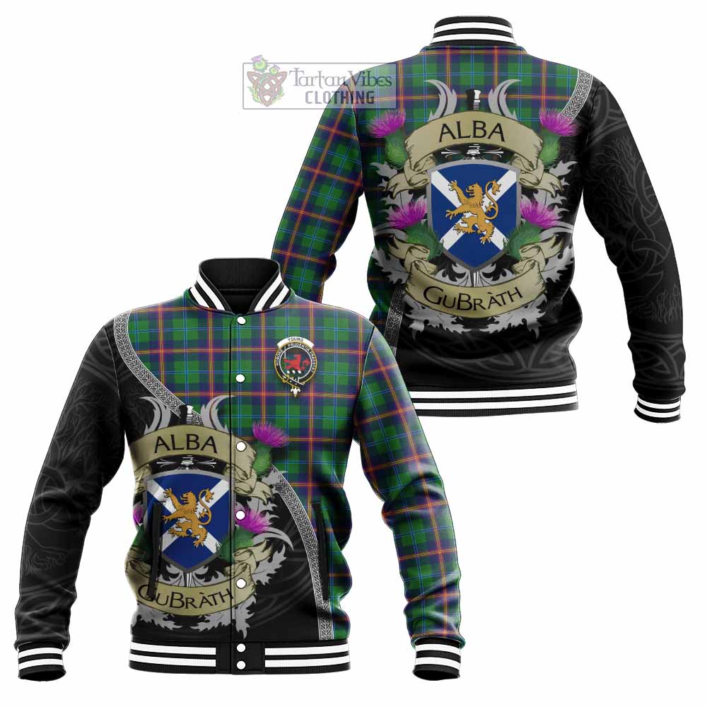 Young Tartan Family Crest Baseball Jacket Lion Rampant Royal Thistle Shield Celtic Inspired - Tartan Vibes Clothing