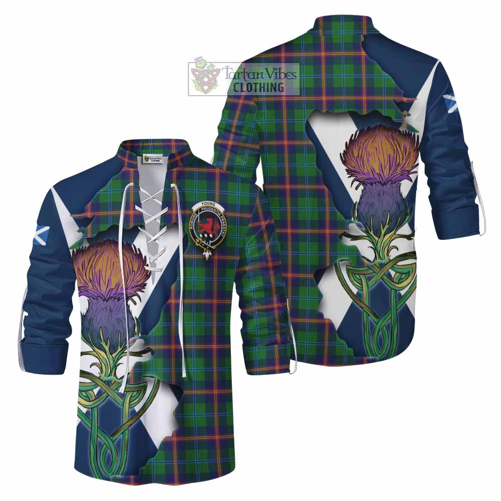 Tartan Vibes Clothing Young Tartan Family Crest Ghillie Kilt Shirt Scottish Thistle Celtic Inspired