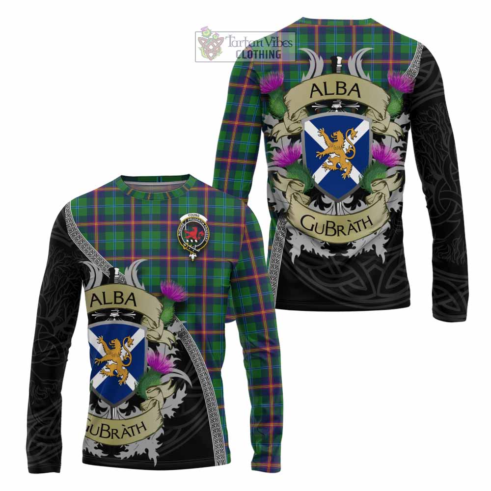 Tartan Vibes Clothing Young Tartan Family Crest Long Sleeve T-Shirt Lion Rampant Royal Thistle Shield Celtic Inspired