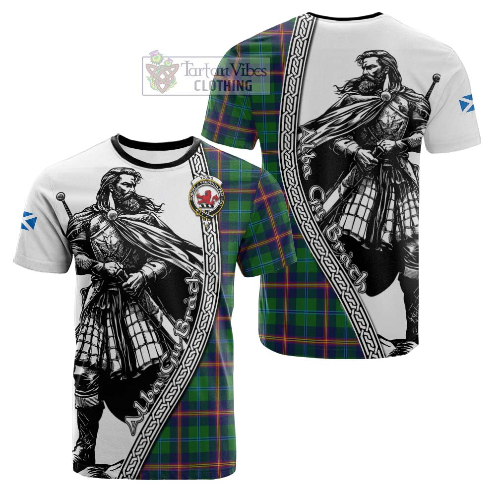 Young Tartan Clan Crest Cotton T-shirt with Highlander Warrior Celtic Style