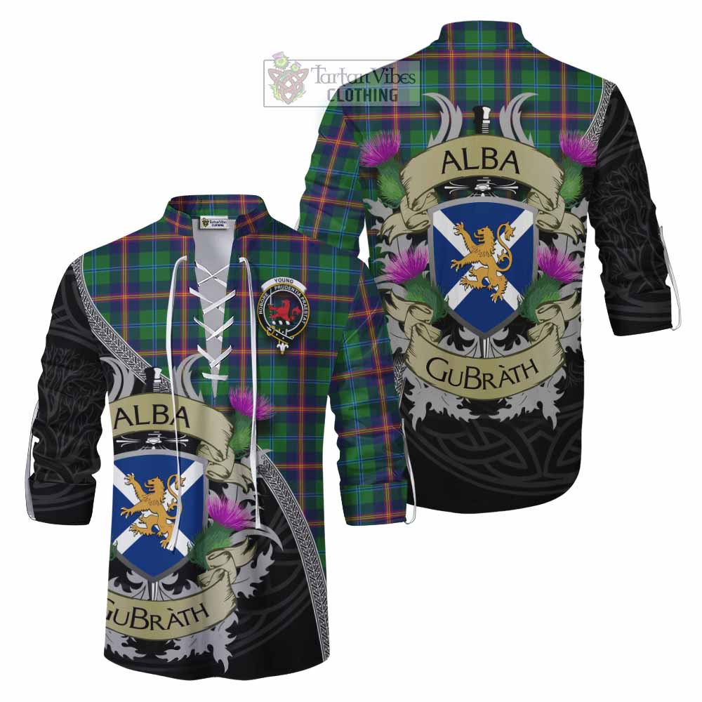 Tartan Vibes Clothing Young Tartan Family Crest Ghillie Kilt Shirt Lion Rampant Royal Thistle Shield Celtic Inspired