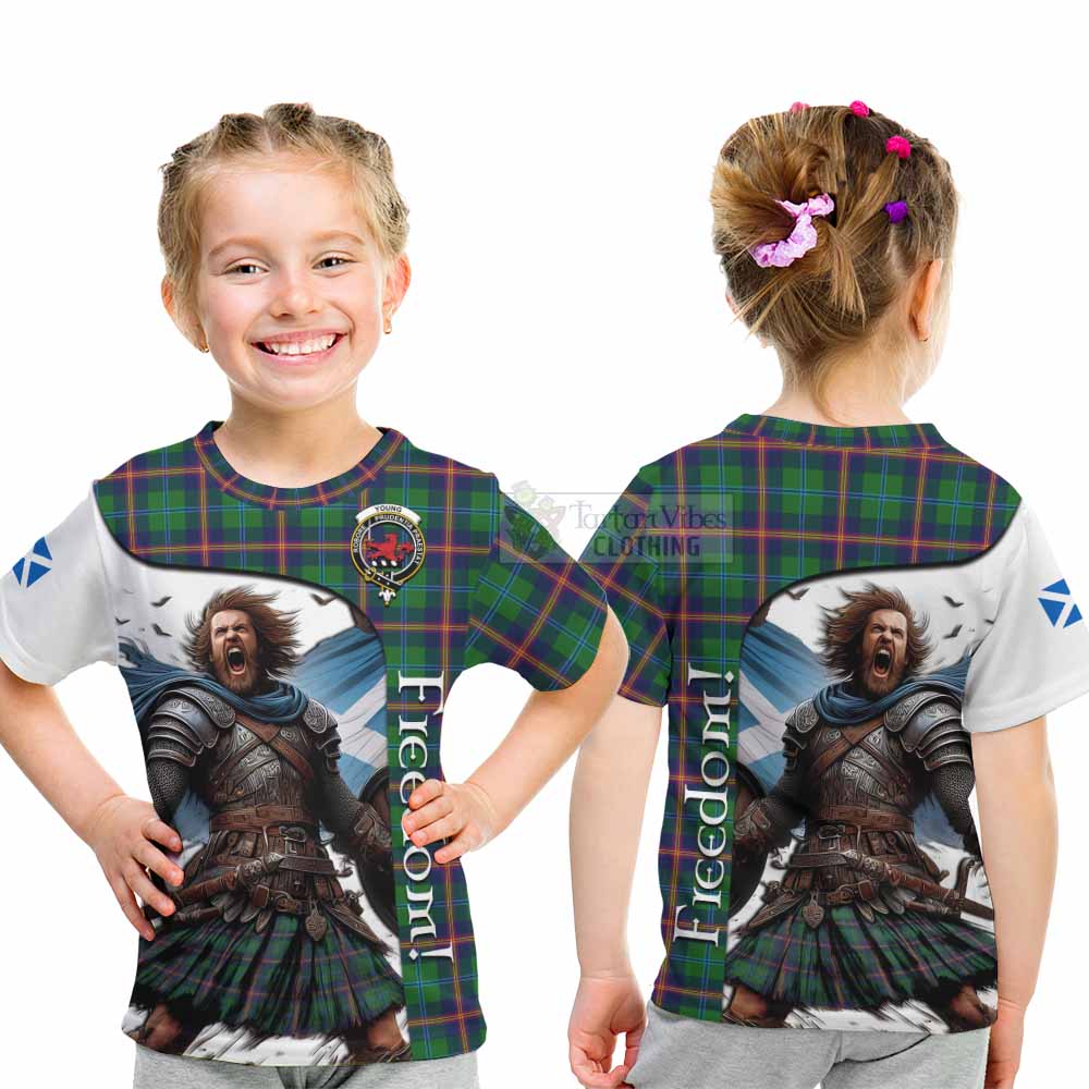 Tartan Vibes Clothing Young Crest Tartan Kid T-Shirt Inspired by the Freedom of Scottish Warrior