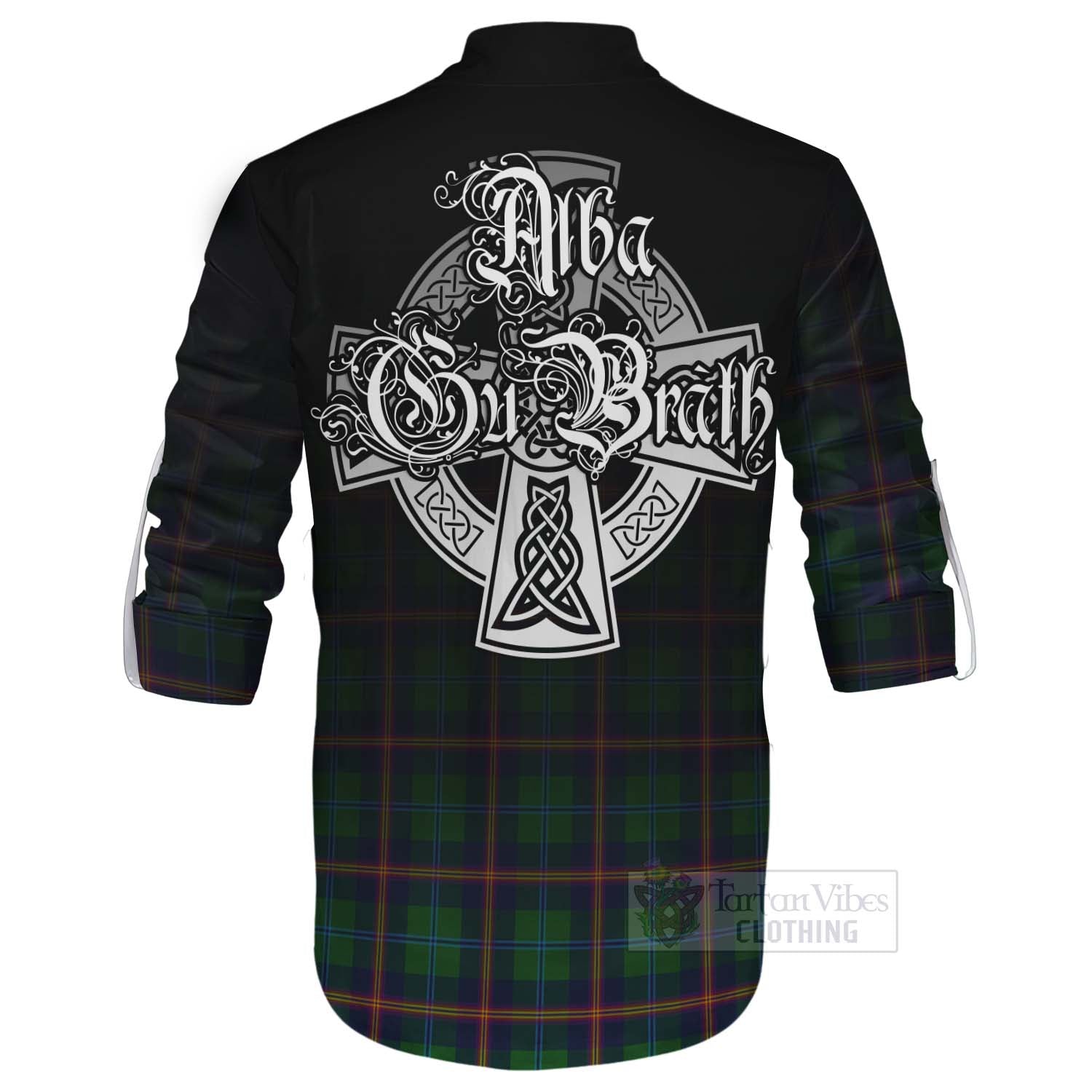 Tartan Vibes Clothing Young Tartan Ghillie Kilt Shirt Featuring Alba Gu Brath Family Crest Celtic Inspired